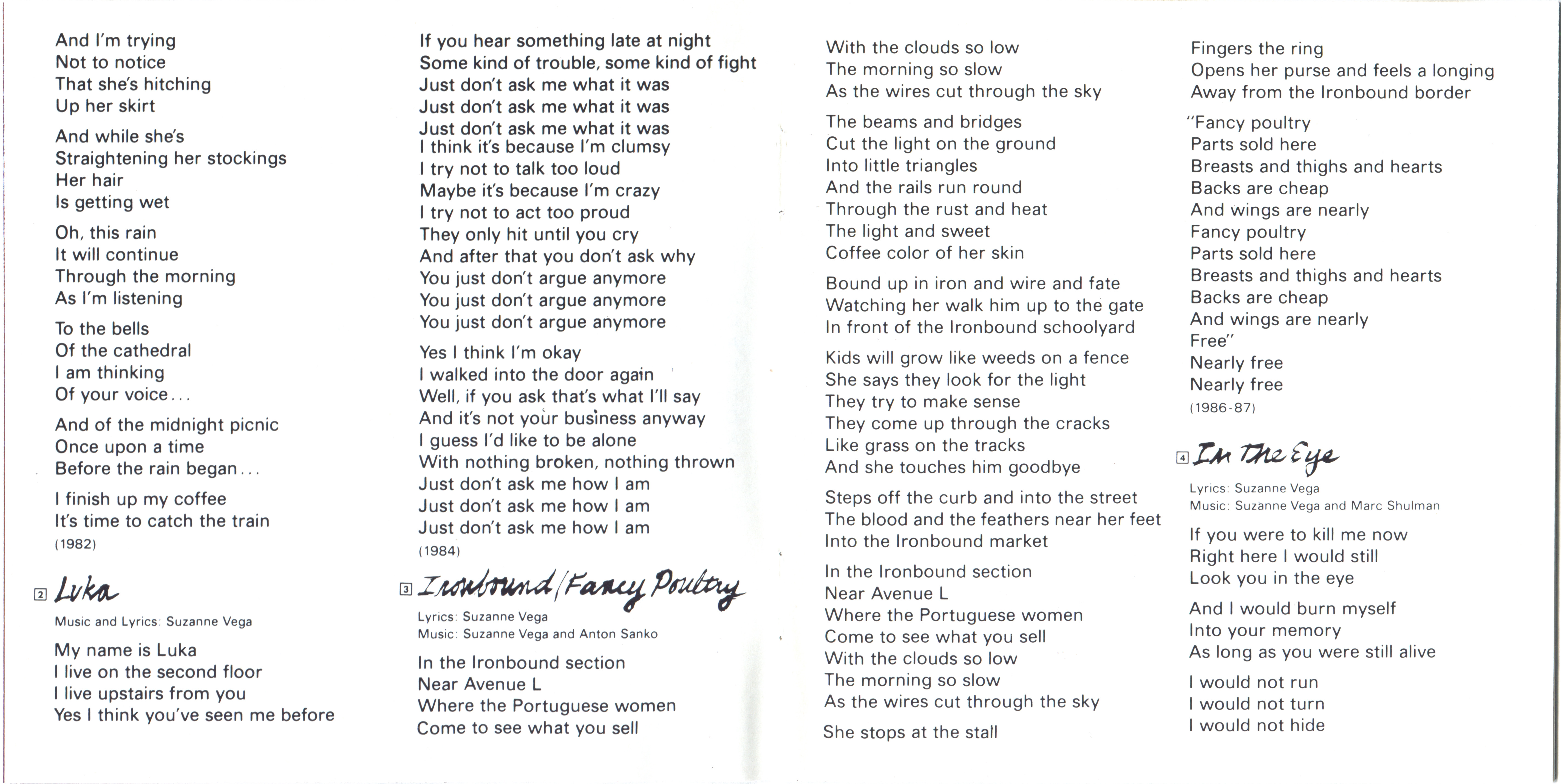 Suzanne Vega  Solitude Standing : Booklet 2